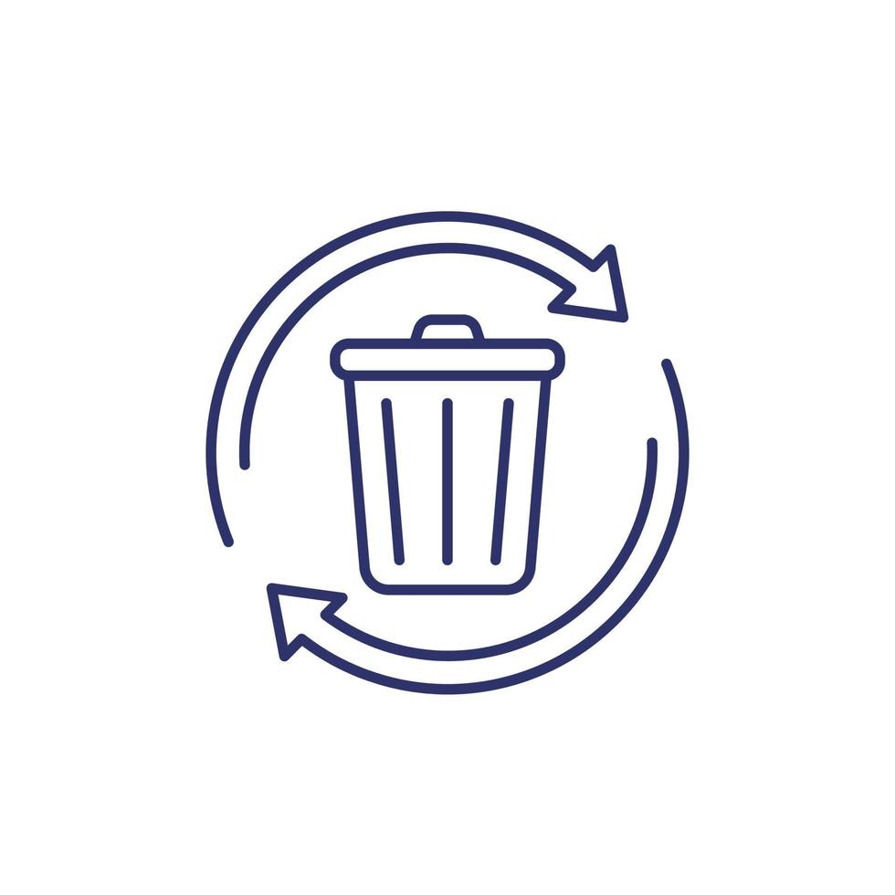 recycling waste line icon with trash bin vector