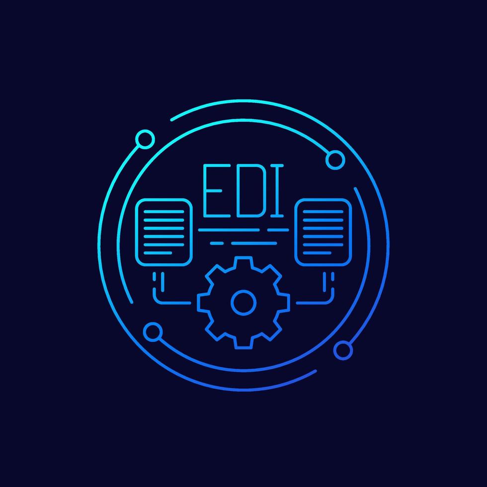 icono edi, diseño lineal de intercambio electrónico de datos vector