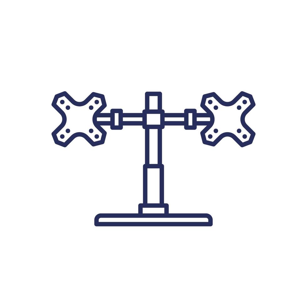 monitor stand with two mounts line icon vector