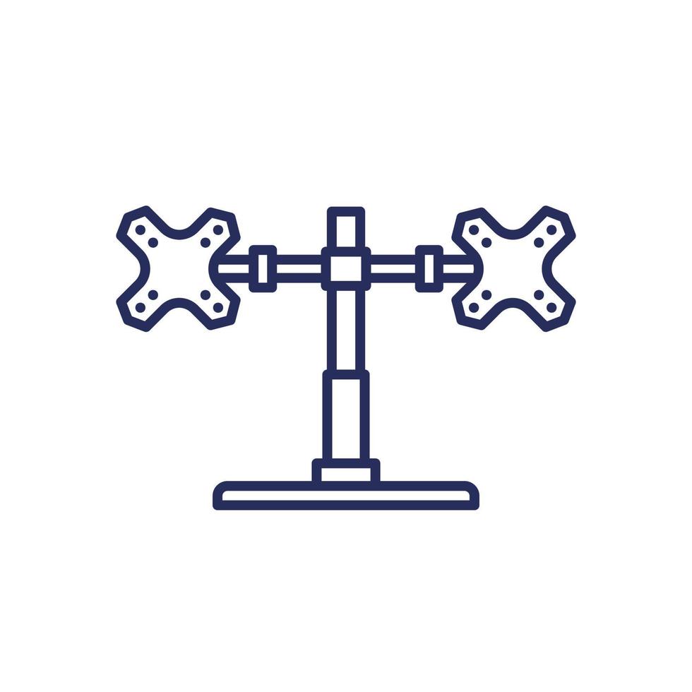 monitor stand with two mounts line icon vector