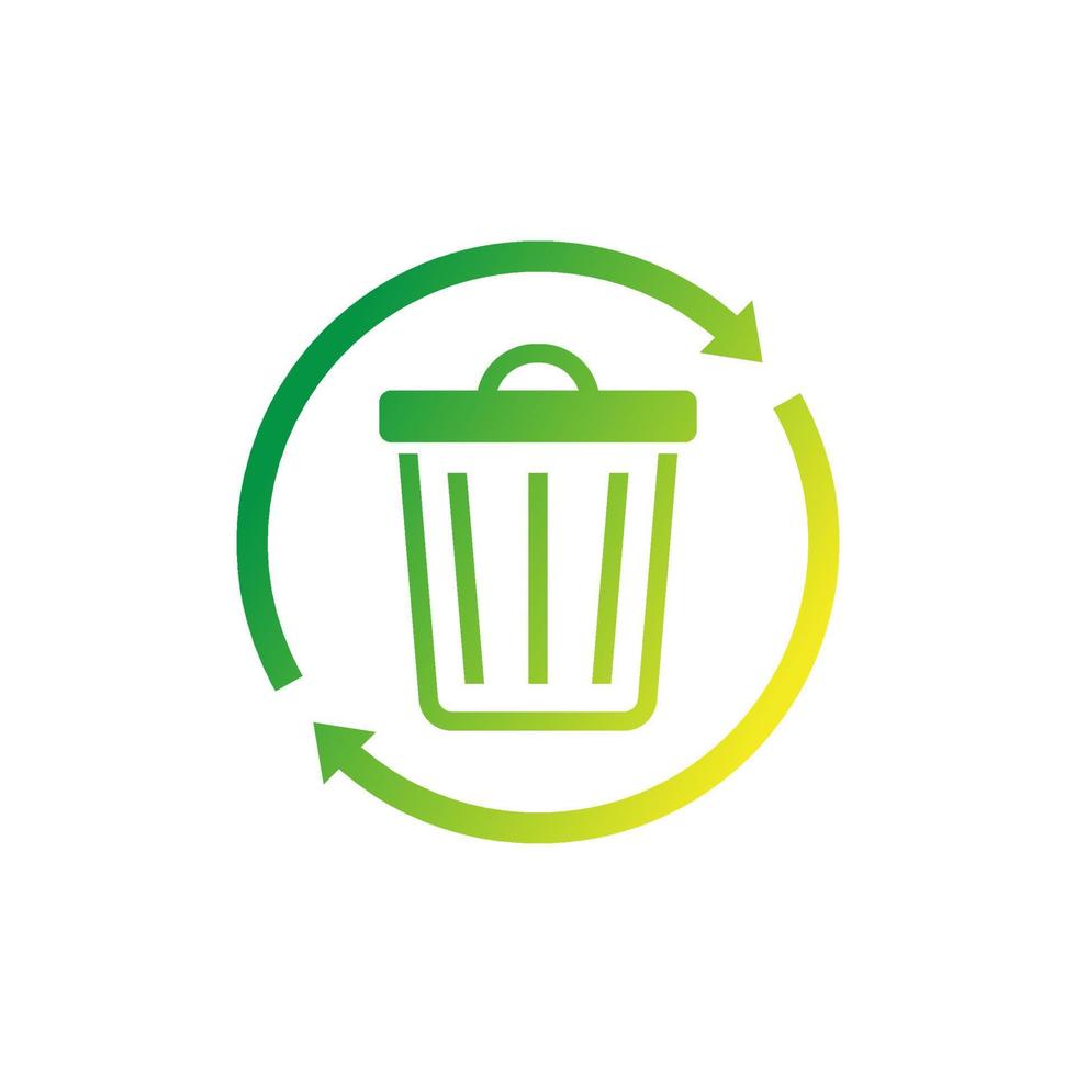 recycling waste icon with a trash bin vector