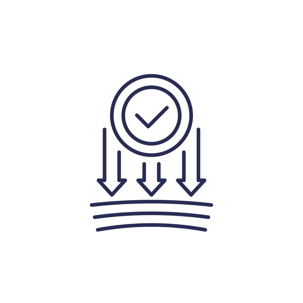 pressure resistance line icon with checkmark vector