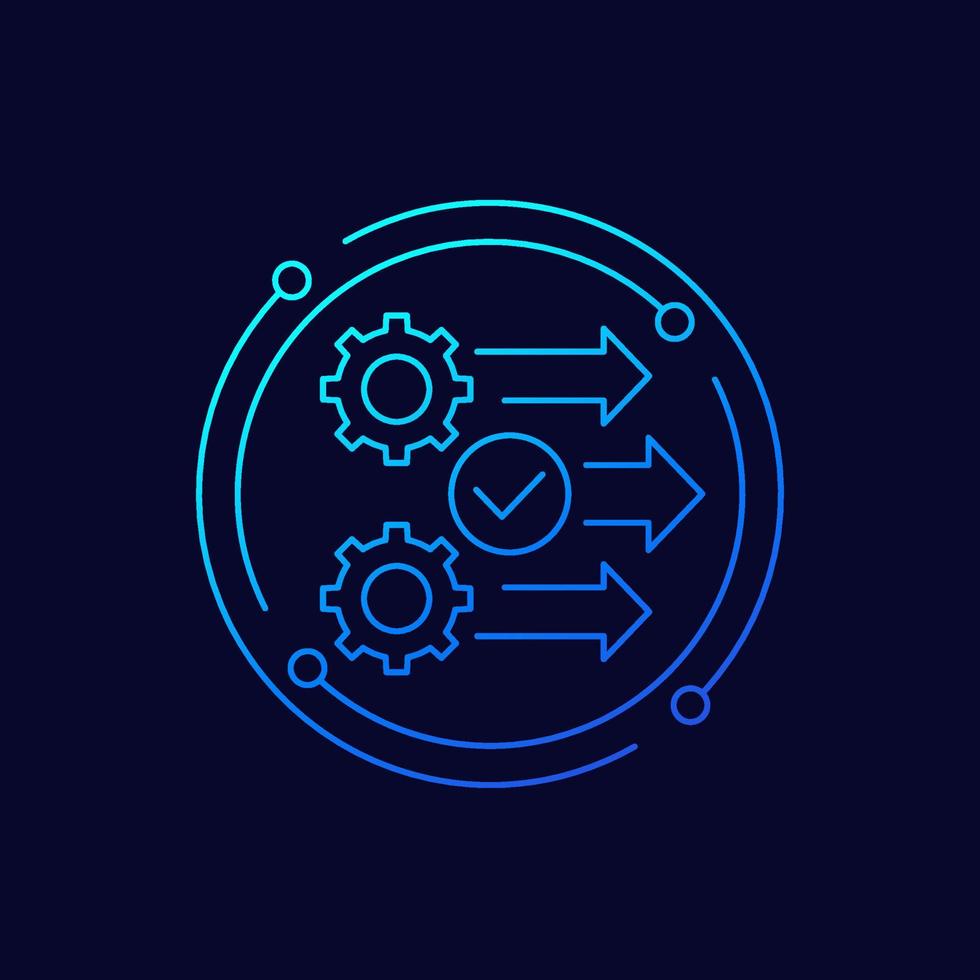 process, operation icon with gears, line design vector