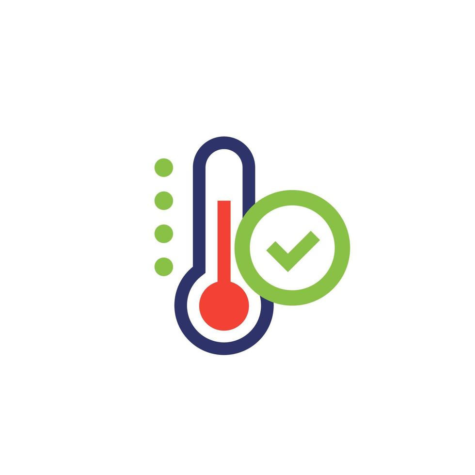 icono de control de temperatura con una marca de verificación vector