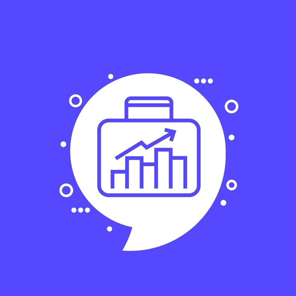 Growing portfolio, finance line icon vector