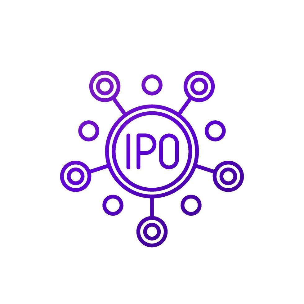 IPO icon, Initial public offering line vector