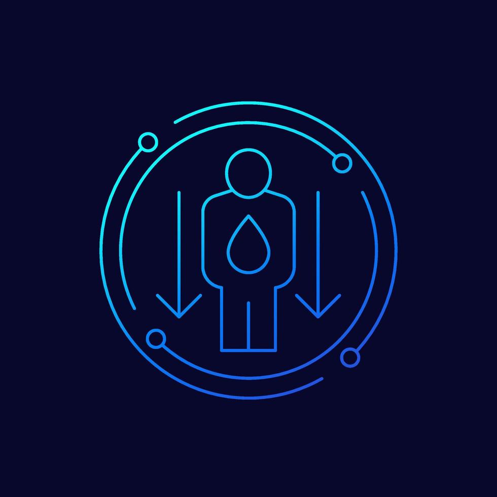 dehydration, low body water line vector icon