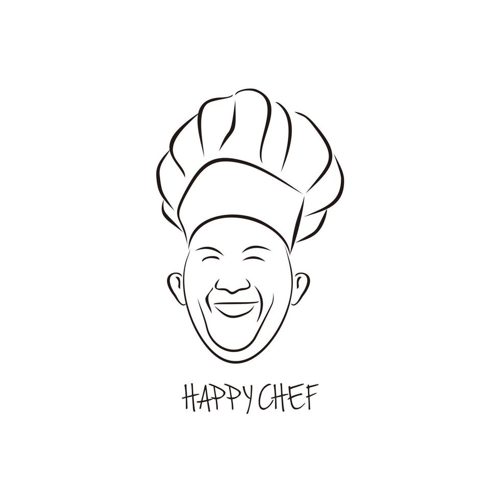 diseño de logotipo de personaje de chef gordo de sonrisa de ilustración para icono de restaurante de panadería vector