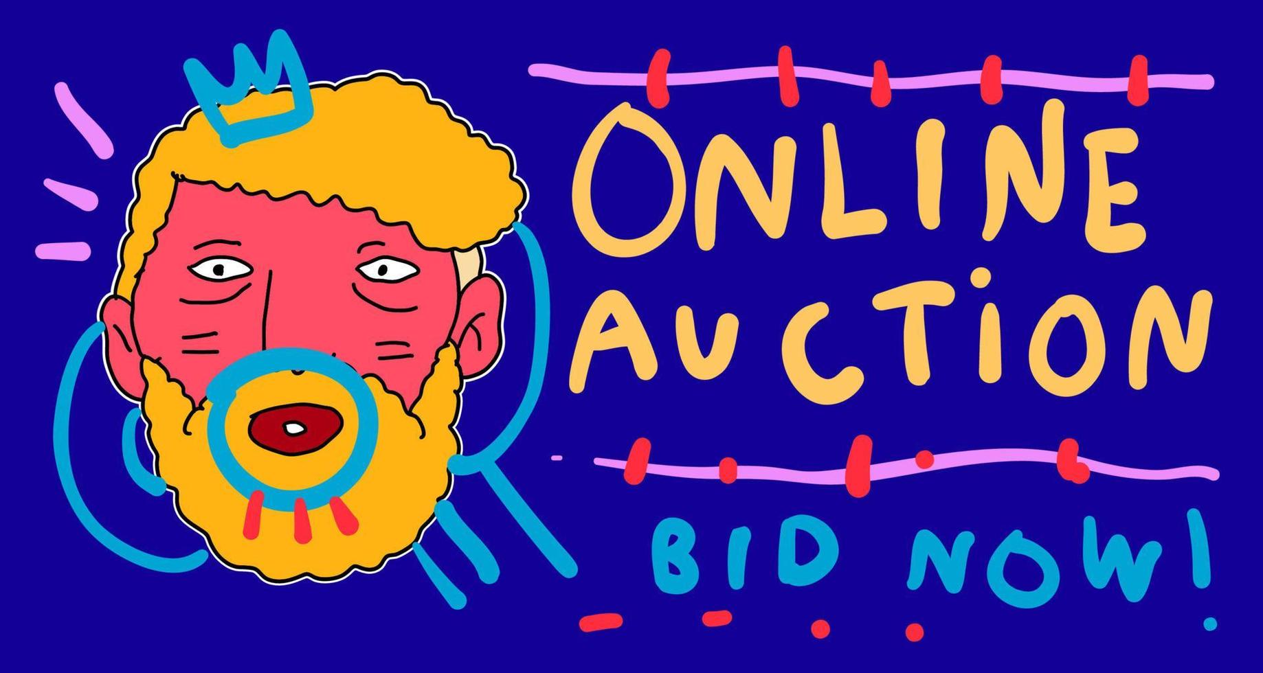 Auction and bid design background landing page vector