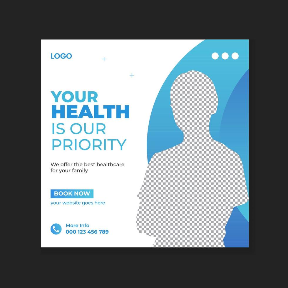 Medical healthcare social media template or doctor health care post banner vector