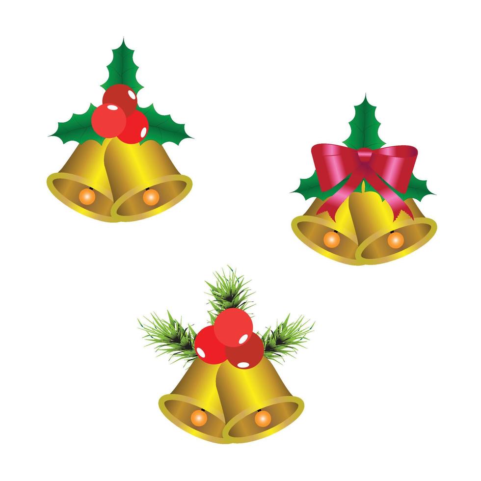 vector campanas de navidad con adornos para árboles de navidad