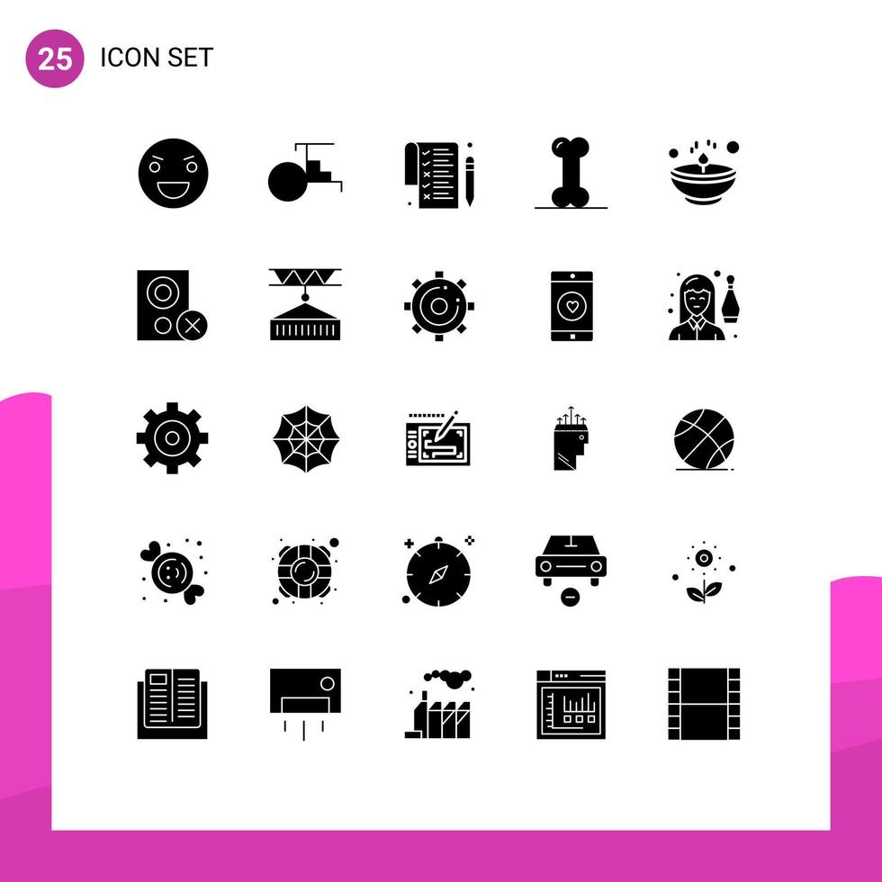 Universal Icon Symbols Group of 25 Modern Solid Glyphs of diwali joints vehicles human anatomy Editable Vector Design Elements