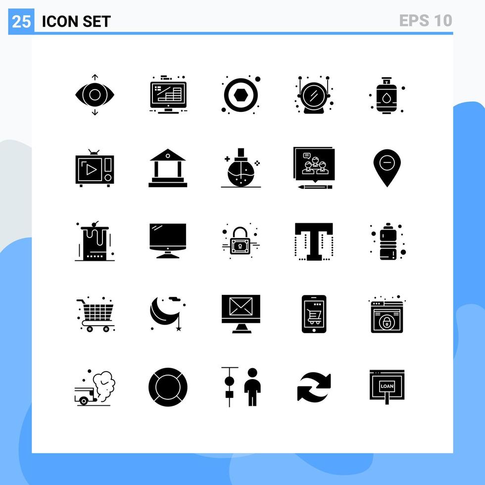 Stock Vector Icon Pack of 25 Line Signs and Symbols for antenna tv gas hardware cylinder space Editable Vector Design Elements
