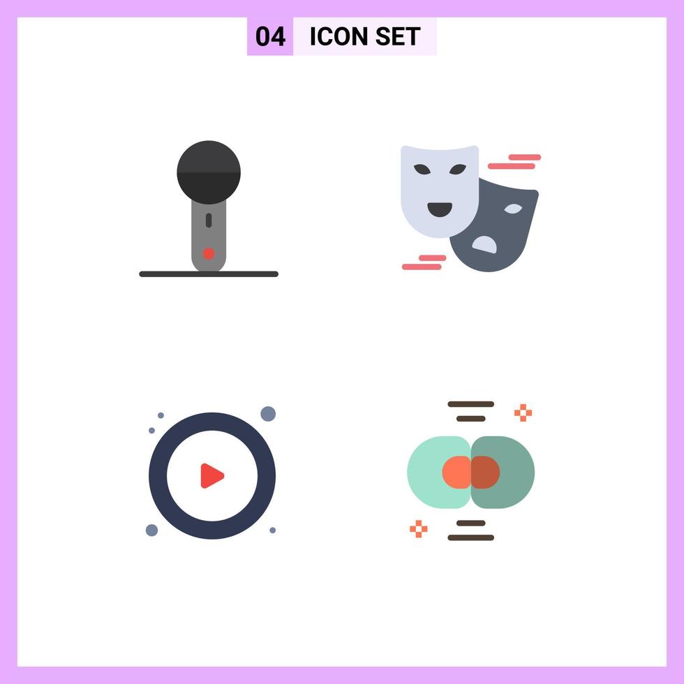 Flat Icon Pack of 4 Universal Symbols of devices control products comedy player Editable Vector Design Elements