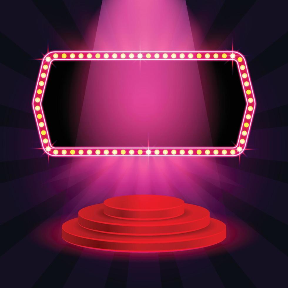 Podium Stage with Cinema and Pink Spotlight vector