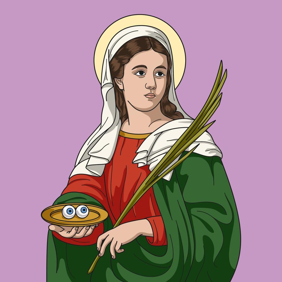 Saint Lucia of Syracuse Colored Vector Illustration