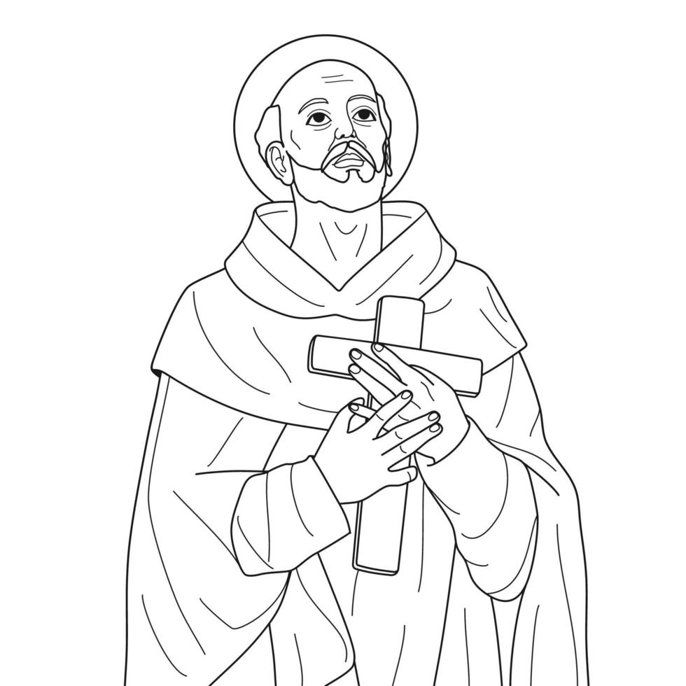 Saint John of the Cross Vector Illustration Outline Monochrome