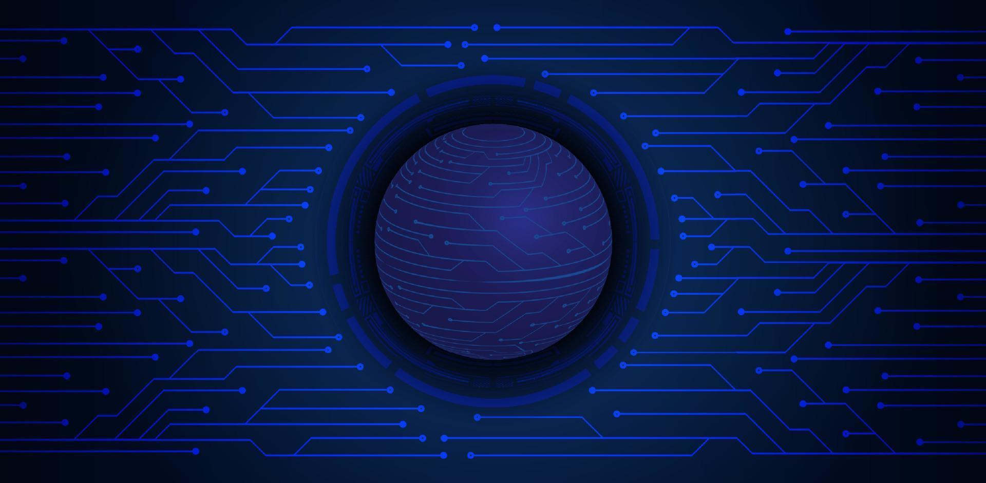 Modern Holographic Globe on Technology Background vector