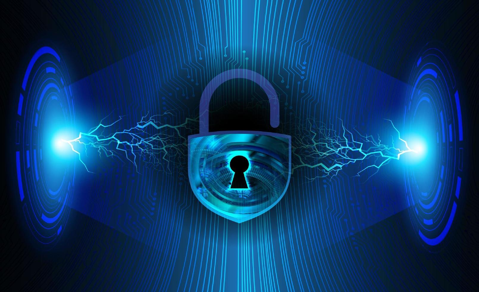 Modern Holographic Padlock on Technology Background vector