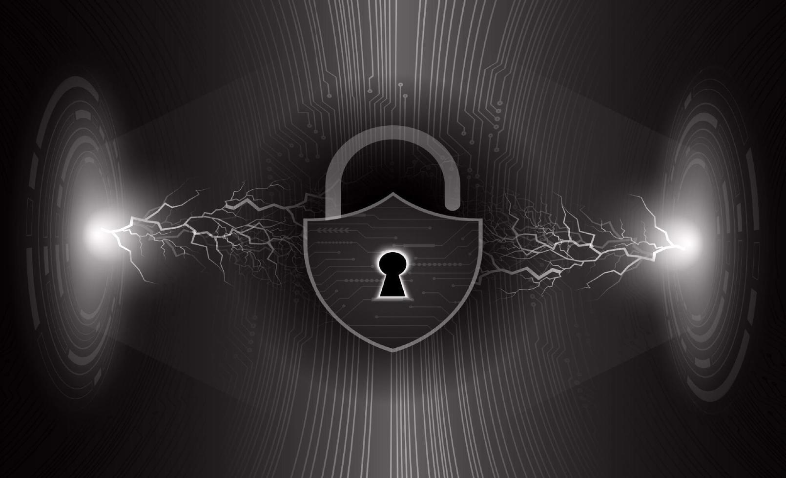 Modern Holographic Padlock on Technology Background vector