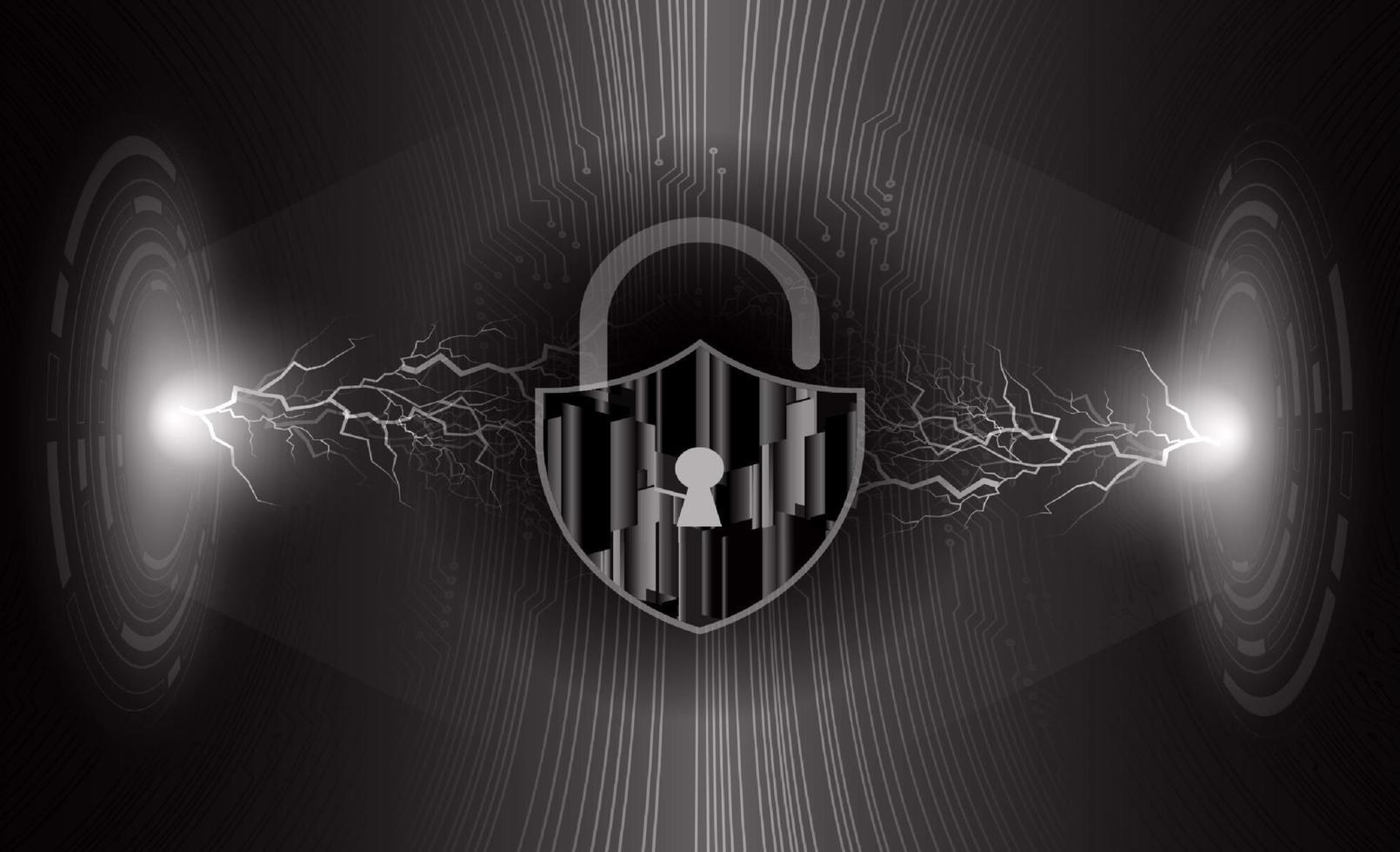 Modern Holographic Padlock on Technology Background vector