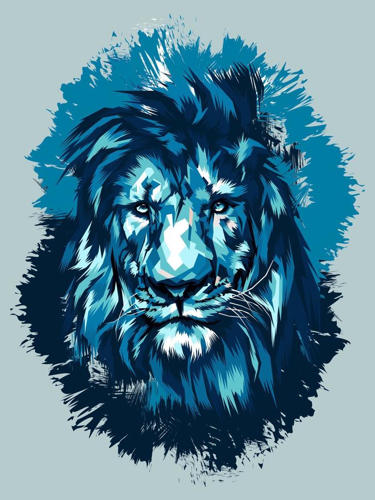 Ilustración de vector de cabeza de león azul