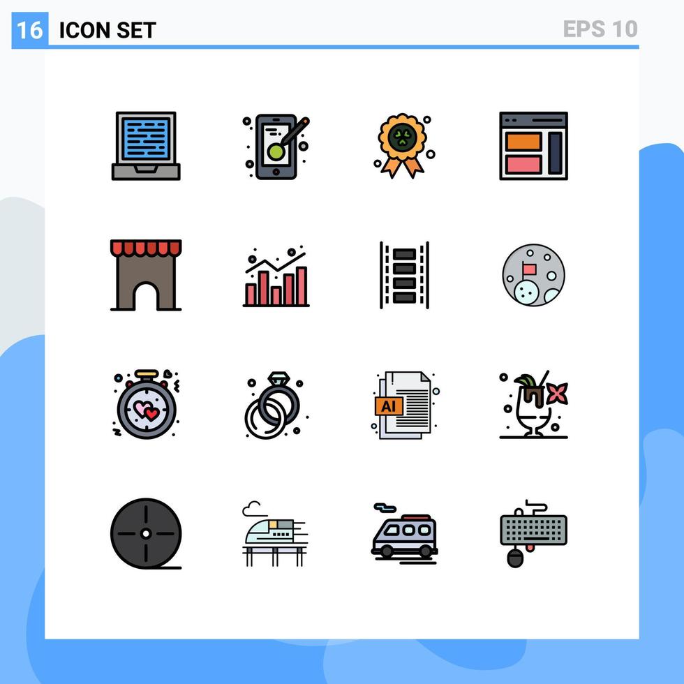 Set of 16 Modern UI Icons Symbols Signs for marketplace building madel user right Editable Creative Vector Design Elements