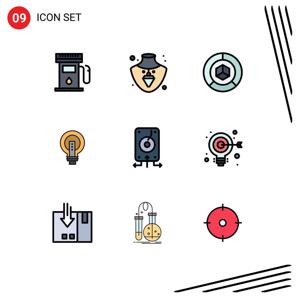 Stock Vector Icon Pack of 9 Line Signs and Symbols for lightbulb idea delivery business bulb Editable Vector Design Elements