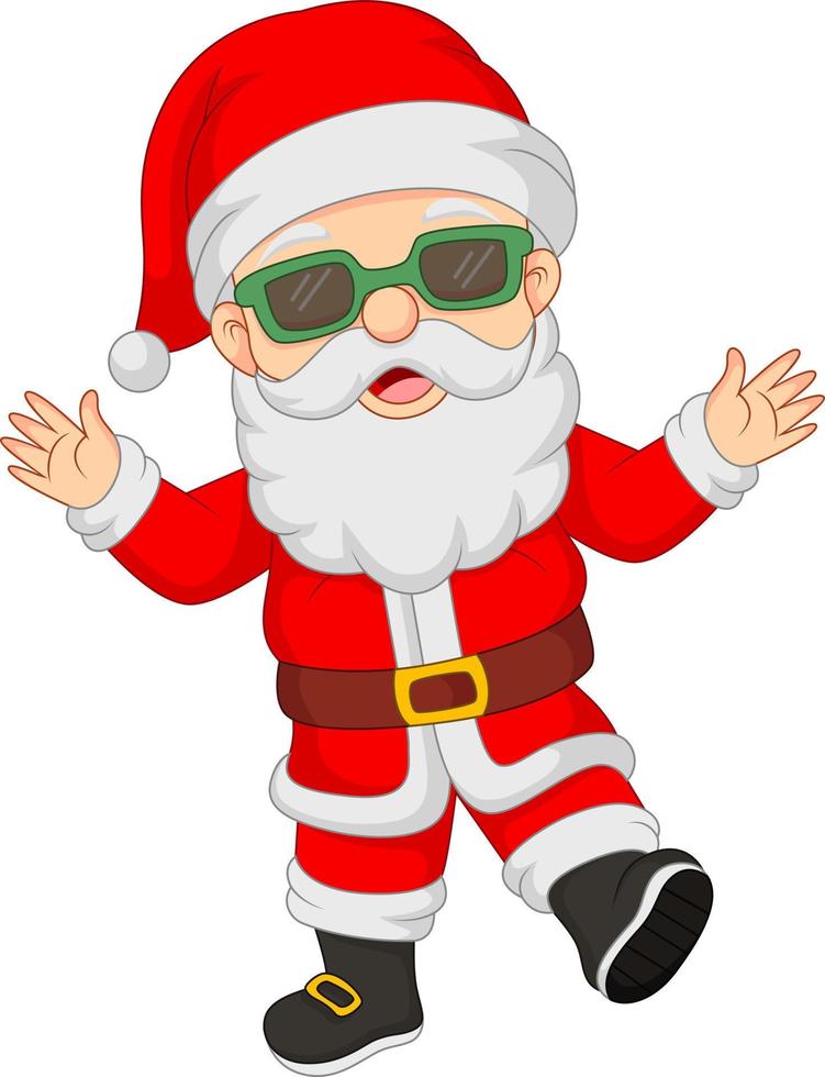 dibujos animados de santa claus con gafas de sol vector