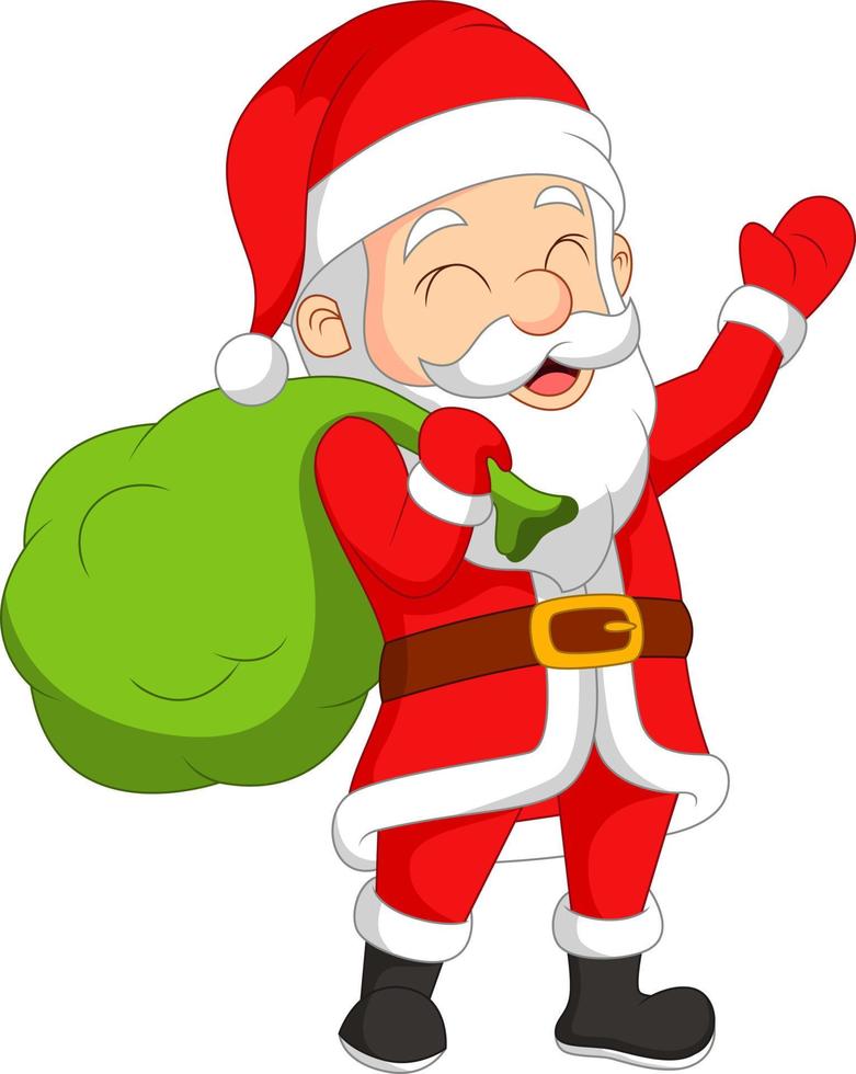 dibujos animados de santa claus con una bolsa vector