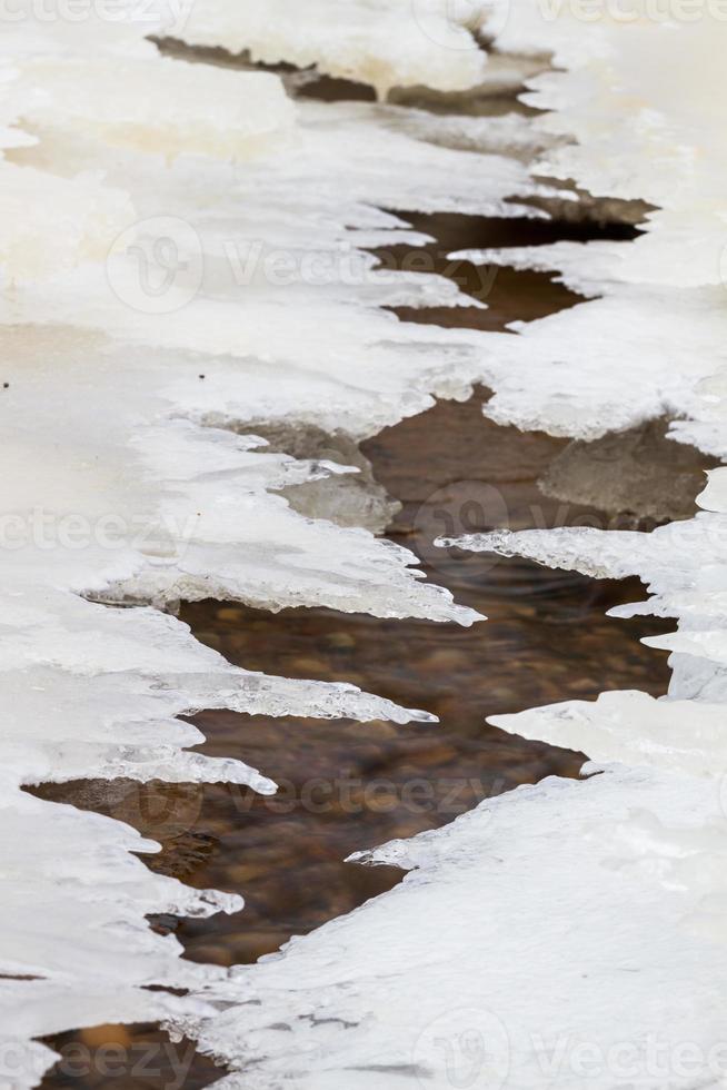 Baltic Sea Coast With Pebbles And Ice at Sunset photo