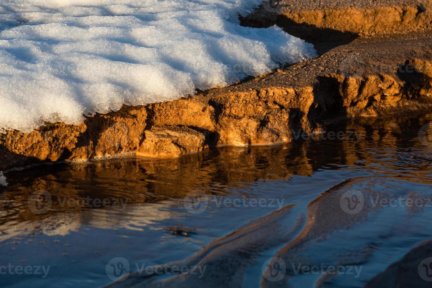 Baltic Sea Coast With Pebbles And Ice at Sunset photo