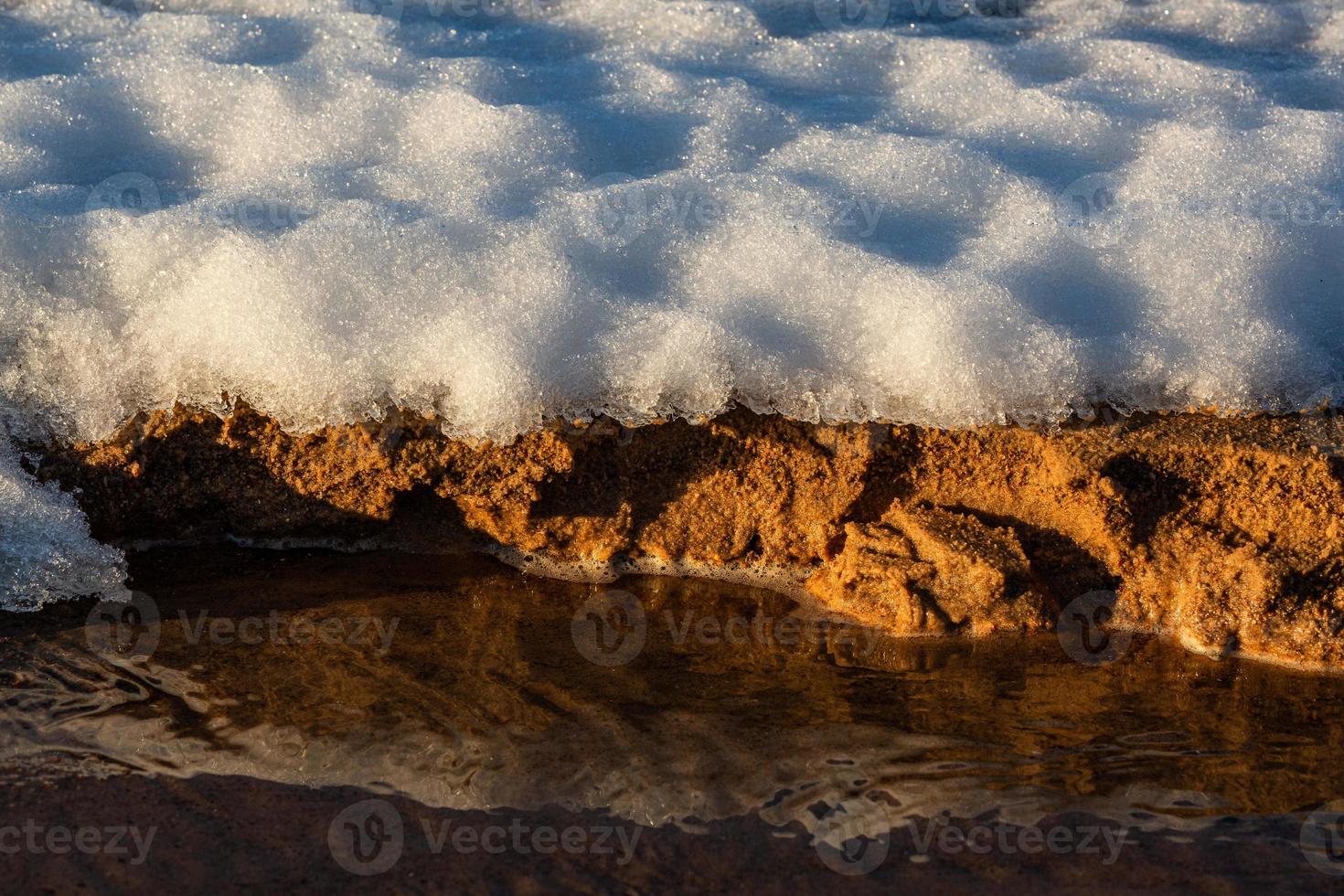 Baltic Sea Coast With Pebbles And Ice at Sunset photo