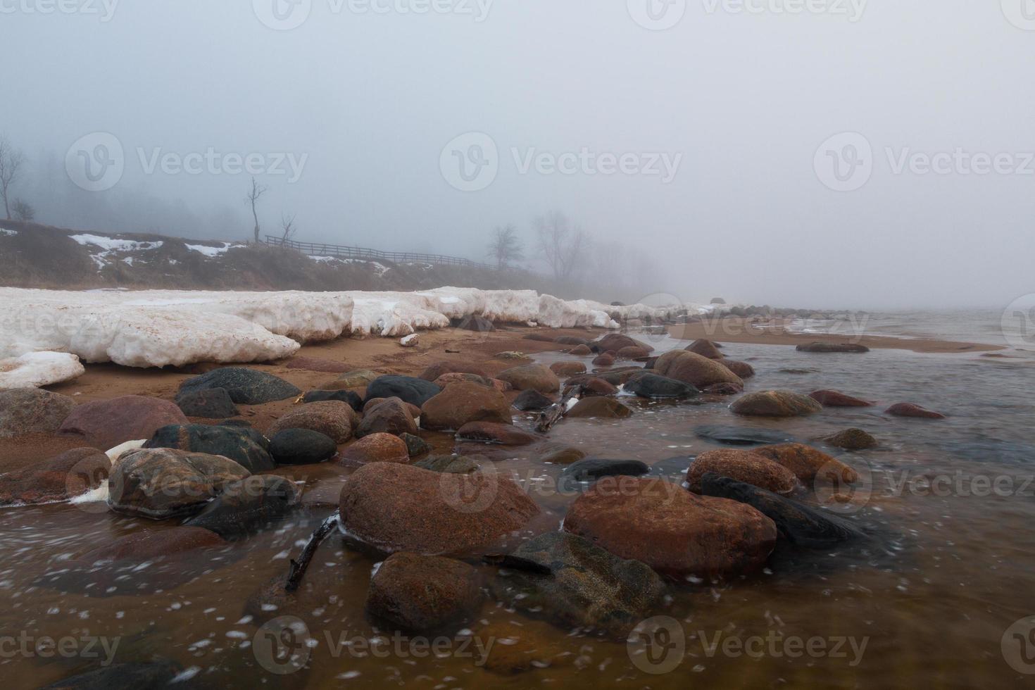 Stones on The Coast of the Baltic Sea at Sunset photo