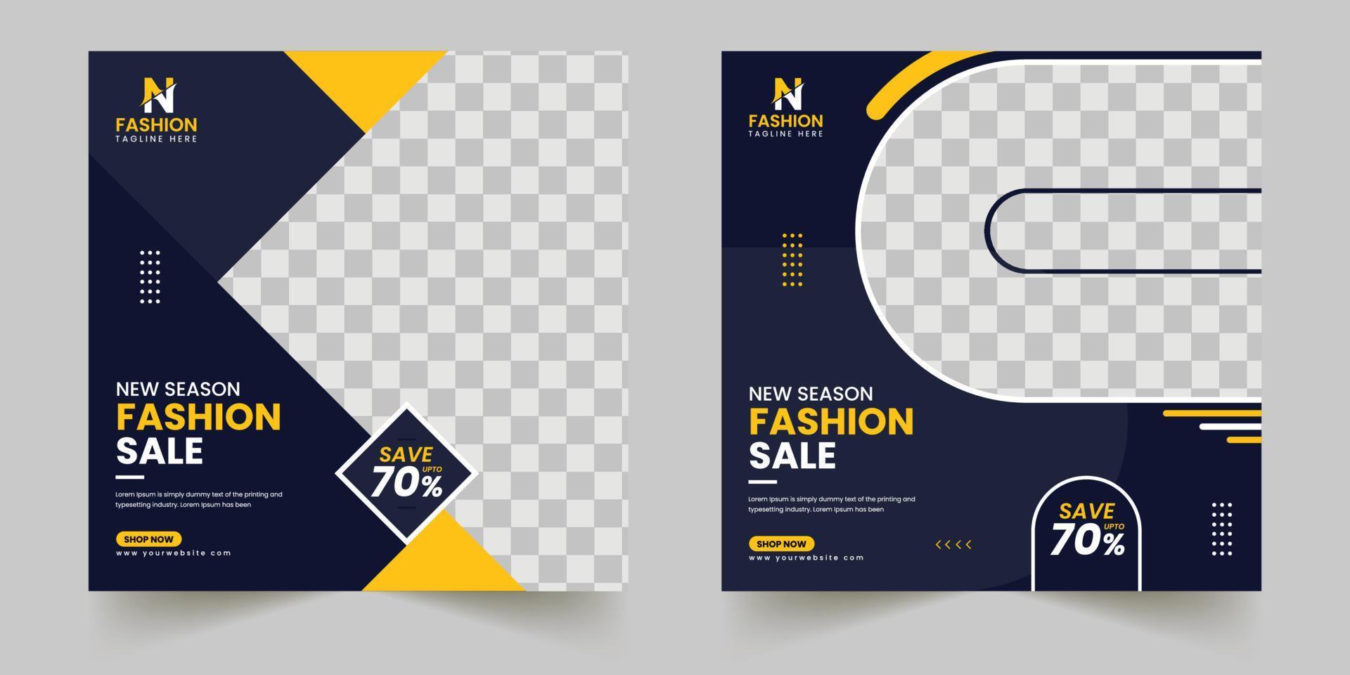 Fashion sale banner or square flyer for a social media post template vector