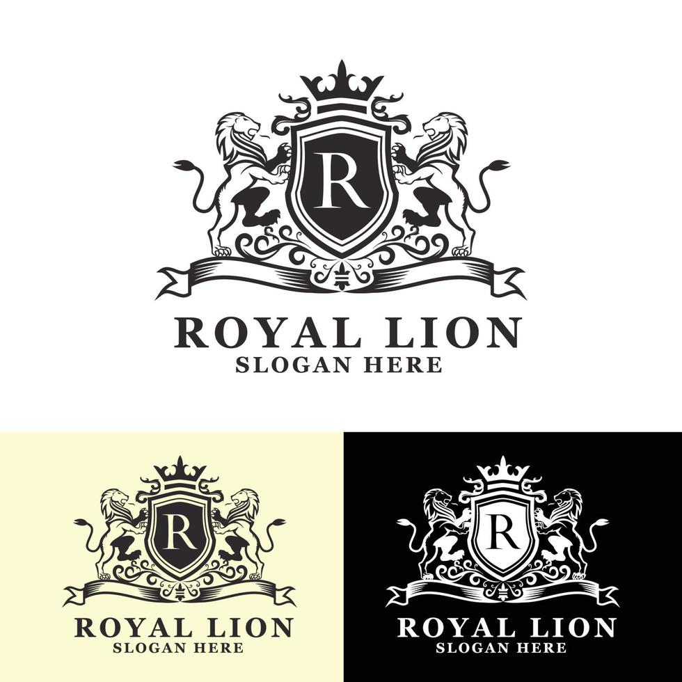 logotipo heráldico del león real vector