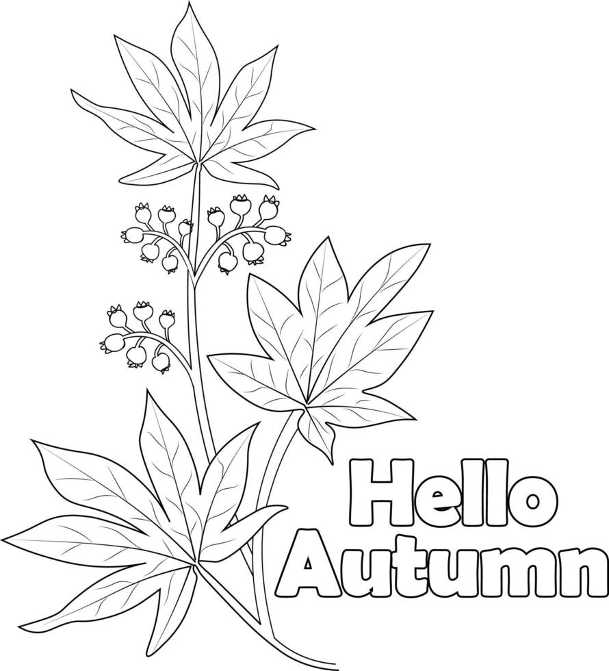 página para colorear de la ilustración de caída de otoño un arte a lápiz vector