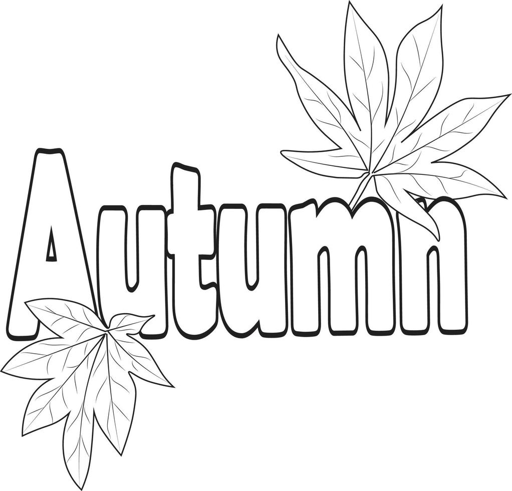 Hellow fall coloring book sketch art . vector