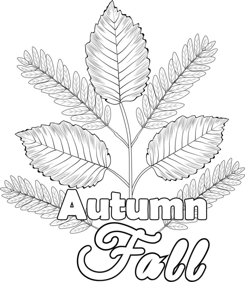 Autumn fall leaves ingraved ink art isolated on white background vector