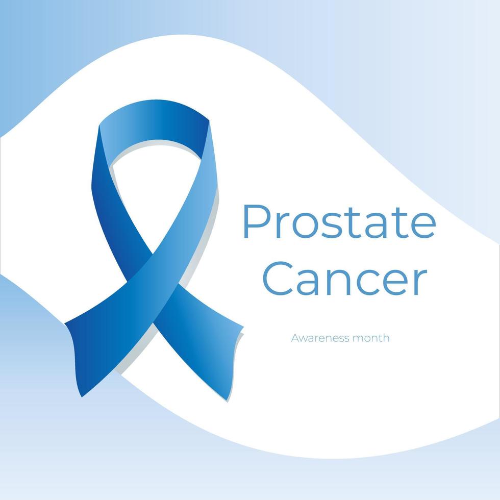 A symbol of men's health. Prevention of cancer in men in the month of November. Vector banner with blue ribbon