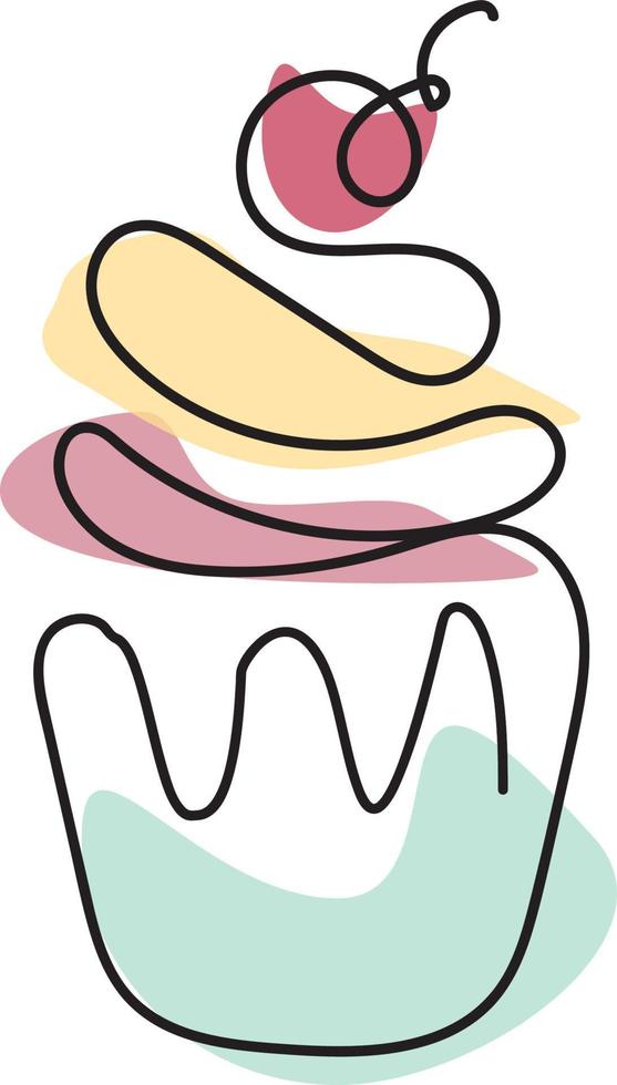 line art cupcake vector