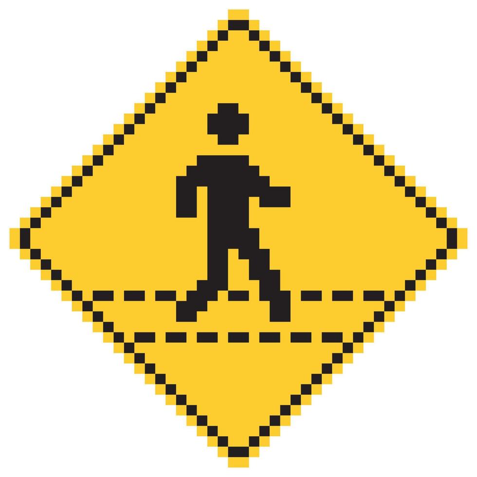 People crosswalk icon pixel art. Vector illustration.