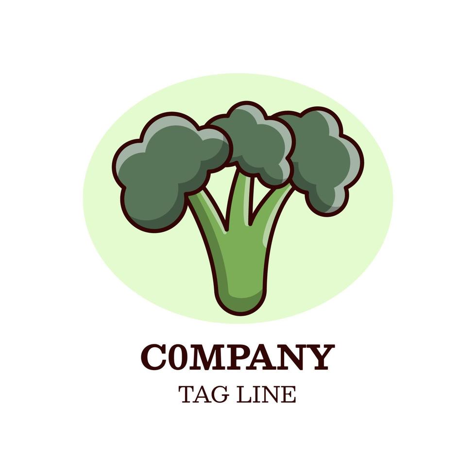 diseño de logotipo vegetal de brócoli con vector de contorno