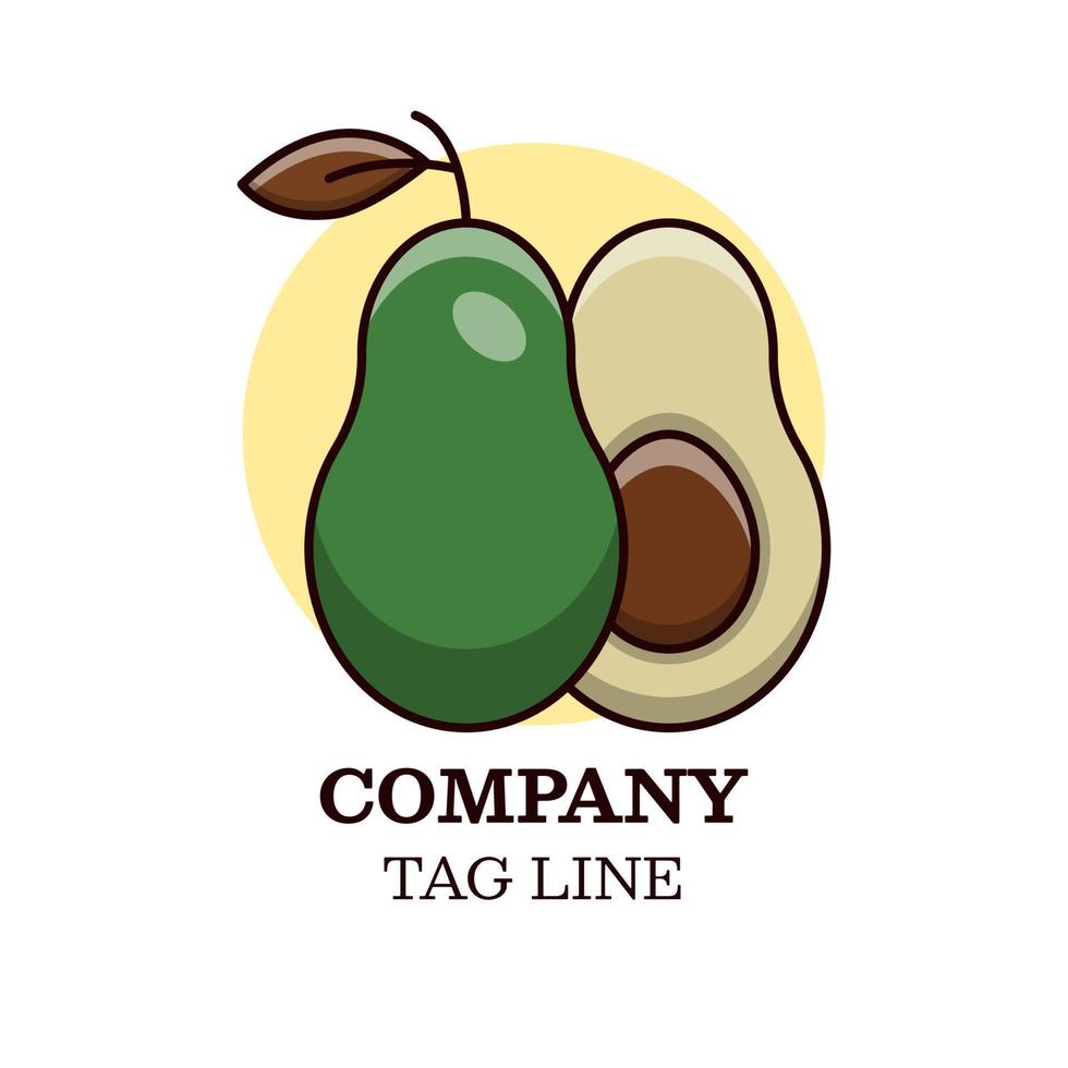 diseño de logotipo de fruta de aguacate con vector de contorno