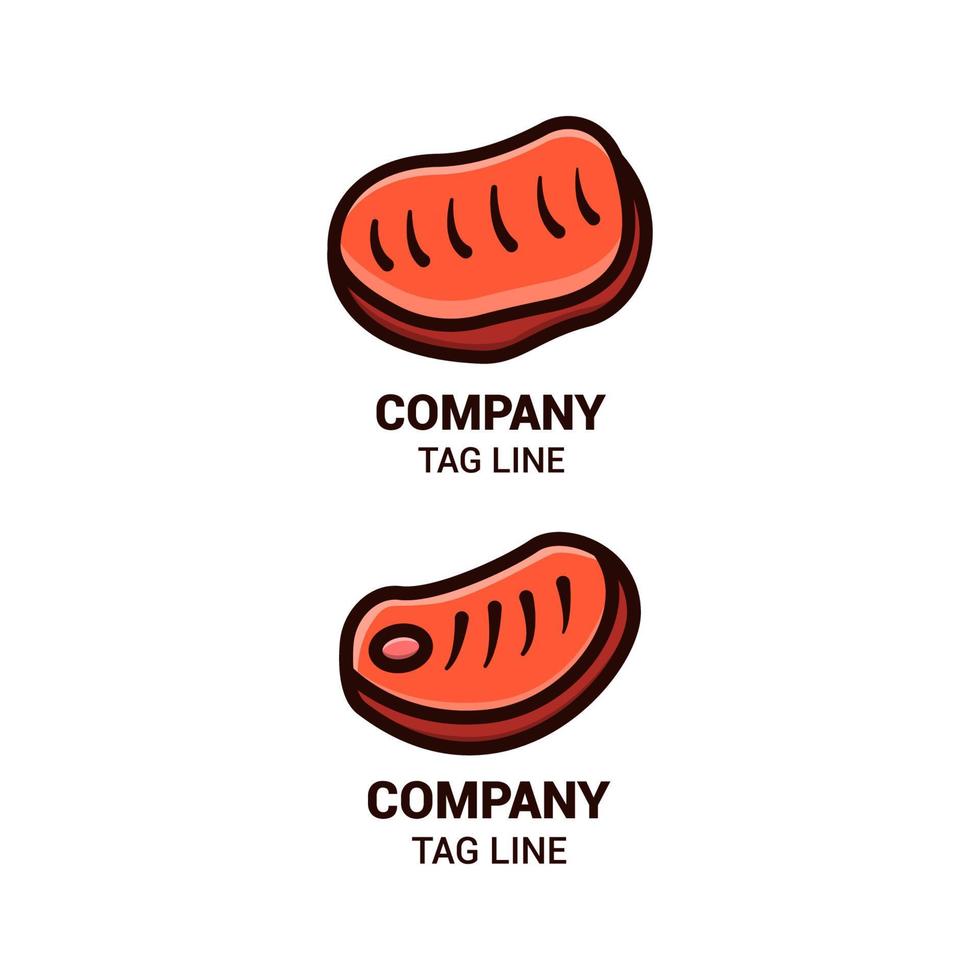 Grilled Steak Meat Logo Design Vector