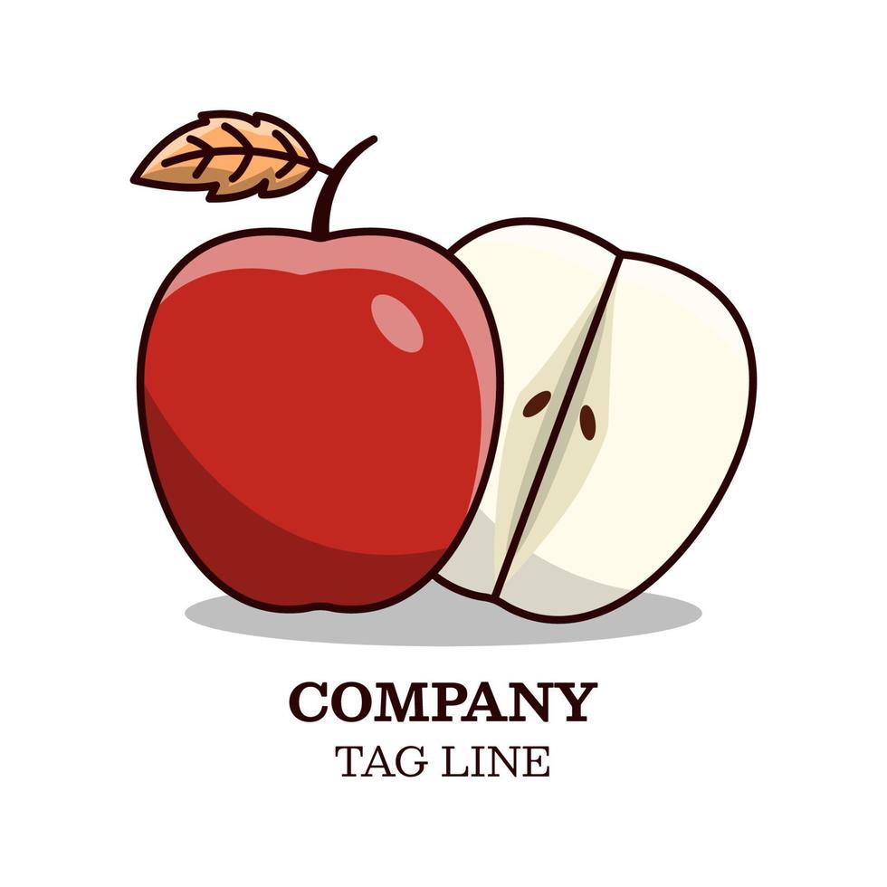 Red Apple Fruit Logo Design With Outline Vector