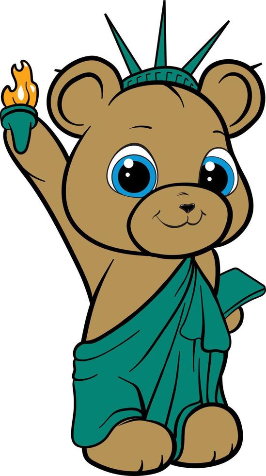 Liberty Bear Cute Vector Cartoon