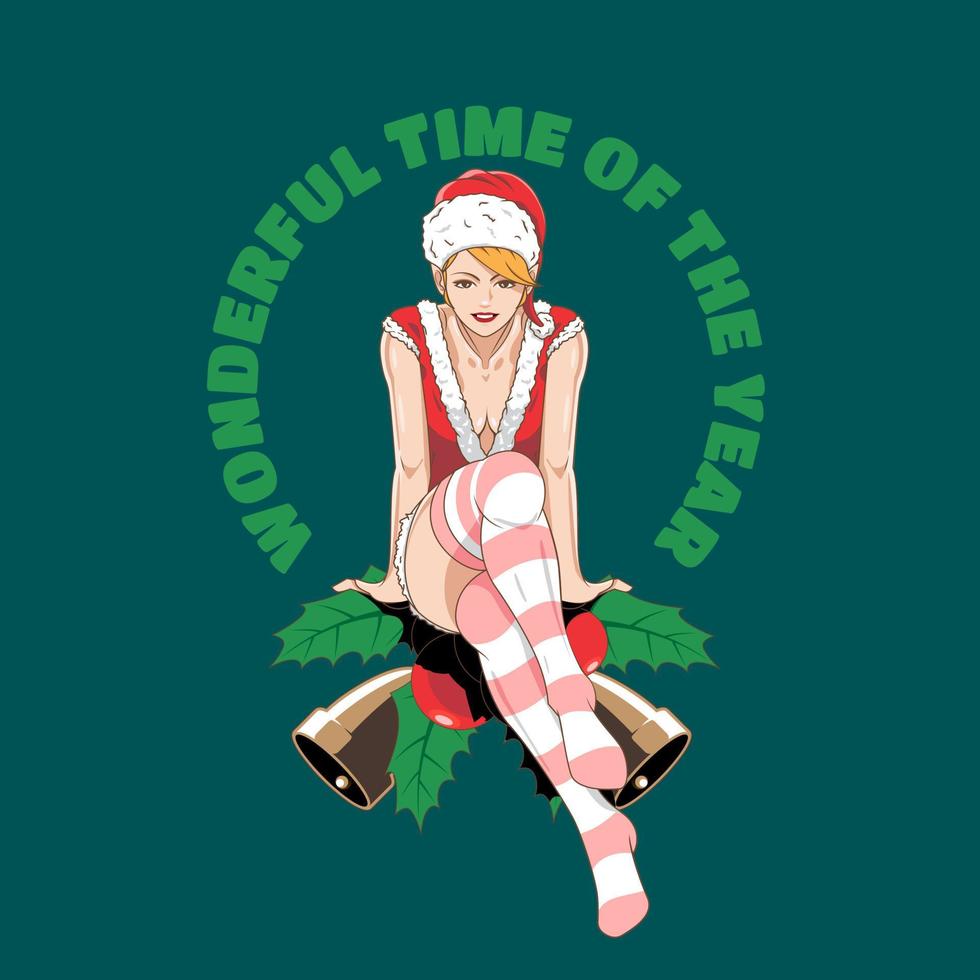 Mistletoe Elf pin up girl vector
