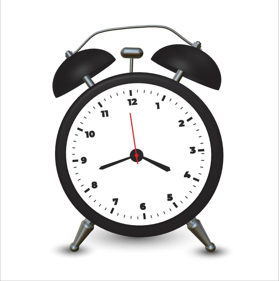 Alarm Clock black ringing Realistic 3d vector illustration