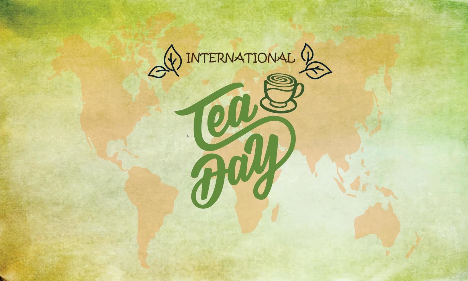 fondo abstracto del día internacional del té o del día nacional del té aislado en verde claro y fondo de mapa mundial vector